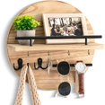 thumbnail image 1 of XIBUFE Key Holder for Wall Decorative with Shelf and Hooks,Mail Organizer Wall Mount with Sunglasses Holder,Circular Design Entryway Key Rack Hanger,Rustic Home Decor, 1 of 8