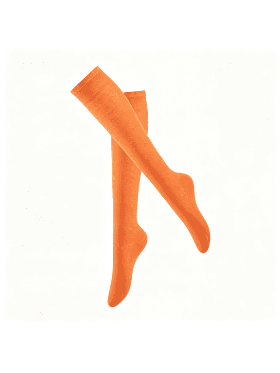 Knee High Socks for Women, Long Tall Knee Tube Socks Orange Knee High Socks