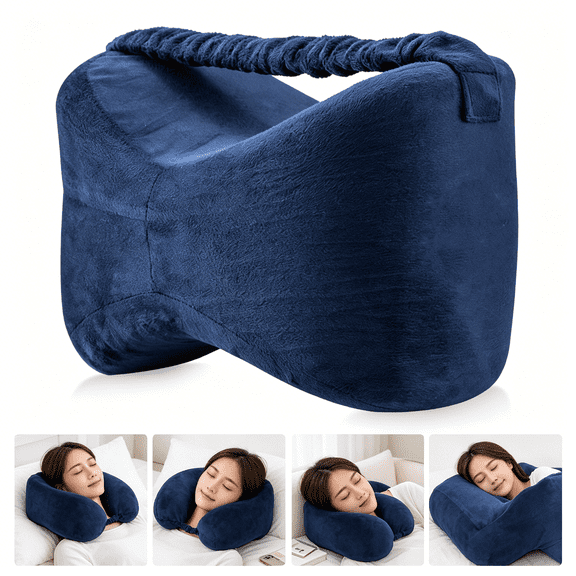XIBUFE Knee Pillow for Side Sleepers - Relief From Sciatica Pain,Back/Leg Pain,Pregnancy,Hip and Joint Pain Memory Foam Leg Pillow + Free Sleep Mask and Ear Plugs