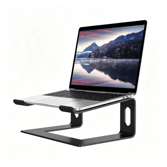 XIBUFE Laptop Stand for Desk, Aluminum Computer Riser, Ergonomic Notebook Holder, Detachable Metal Laptops Elevator, Pc Cooling Mount Support 10 to 15.6 Inches Notebook, Black