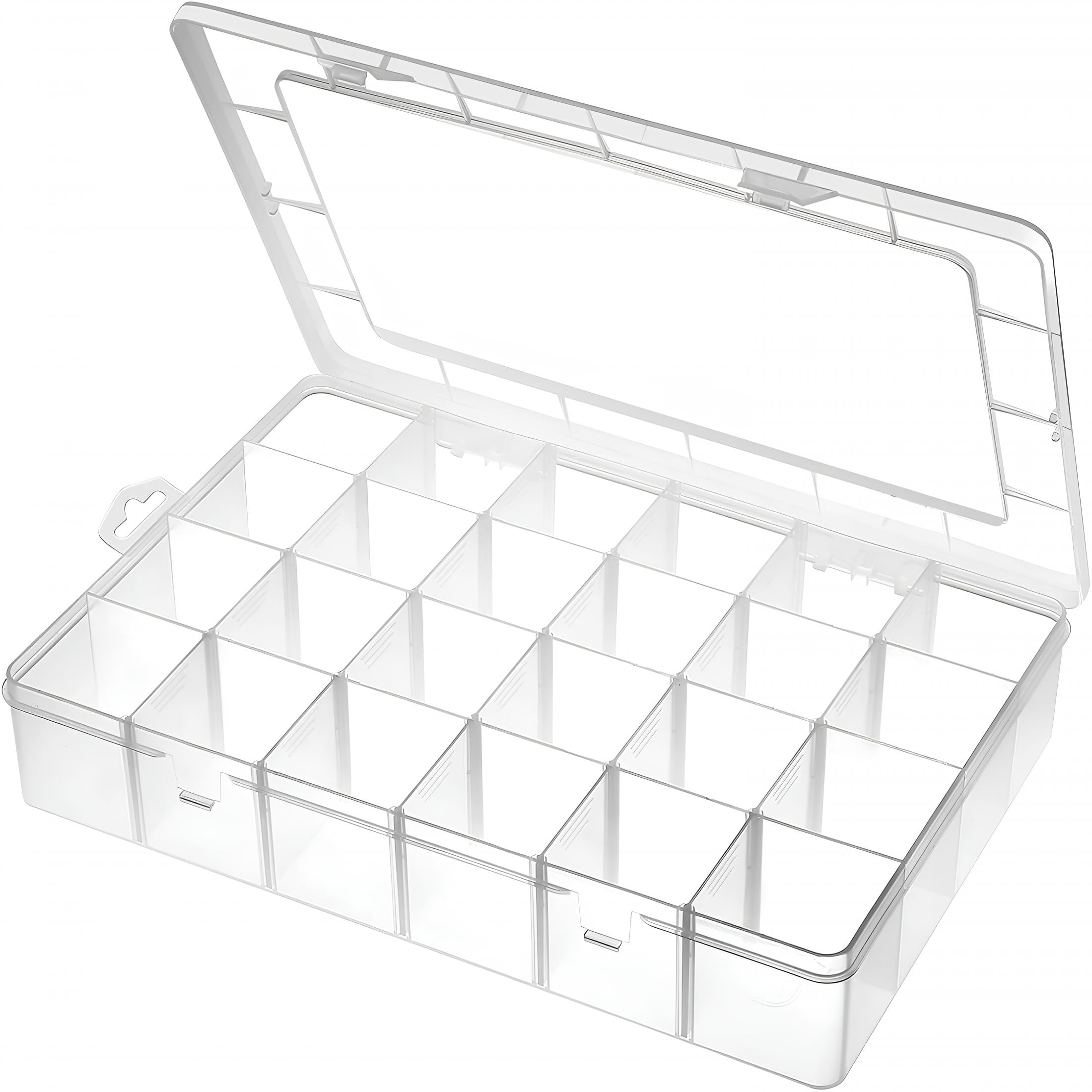 XIBUFE Large 24 Grids Plastic Organizer Box Adjustable Dividers,Clear Storage Box for Jewelry,Art Diy Crafts,Washi Tapes,Beads and Small Parts