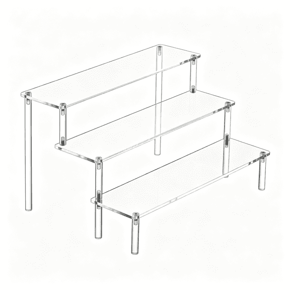 XIBUFE Large Acrylic Display Risers,Perfume Stand Organizer,Clear Acrylic Shelf Risers for Display Stands for Food,Tabletop Use,Amiibo Funko Pop Figure,3 Tier Clear Cupcake Stand Risers