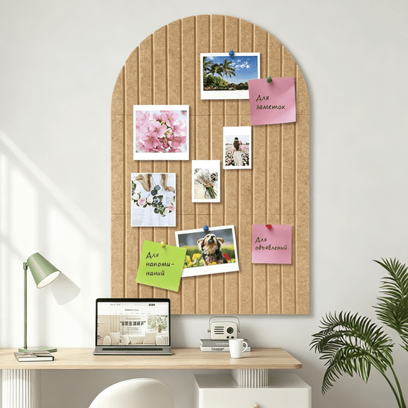 XIBUFE Large Arched Felt Bulletin Board 24"X16"-1/2" Thick Cork Boards for Walls for Home&Office Decor,Decorative Pin Board for Photos,Vision Board Displays-Beige