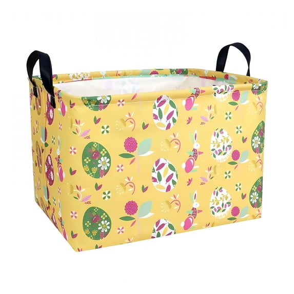 XIBUFE Large Empty Easter Basket,Kid Yellow Fabric Personalized Bunny ...