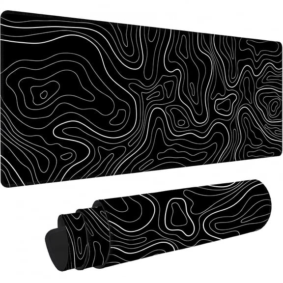 XIBUFE Large Gaming Mouse Pad with Stitched Edges,31X11.8 Inch Minimalist Topographic Map Extended Desk Keyboard Mat,Keyboard Mats for Desk