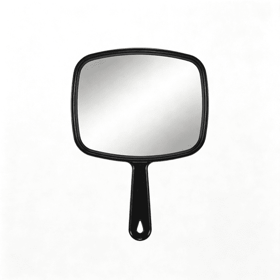 XIBUFE Large Hand Mirror, Salon Barber Hairdressing Handheld Mirror with Handle (Square Black 10.3"X7.4") Professional Handheld Mirror