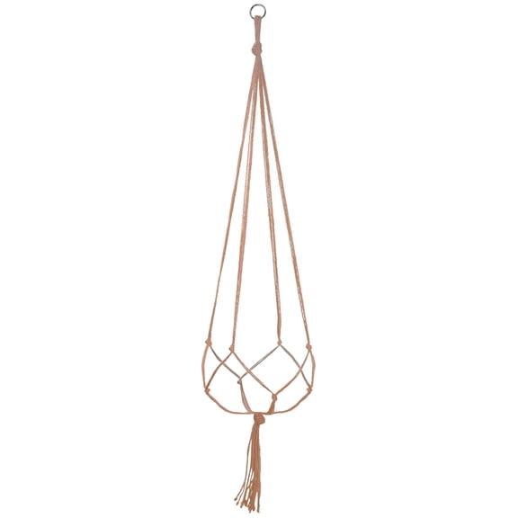 XIBUFE Large Macrame Plant Hanger with 4 Legs, Heavy Duty Jute Rope Flower Pot Holder for Indoor Outdoor, Adjustable 35.4 Inch Hanging Basket with Rust-Resistant Gold Ring, Brown