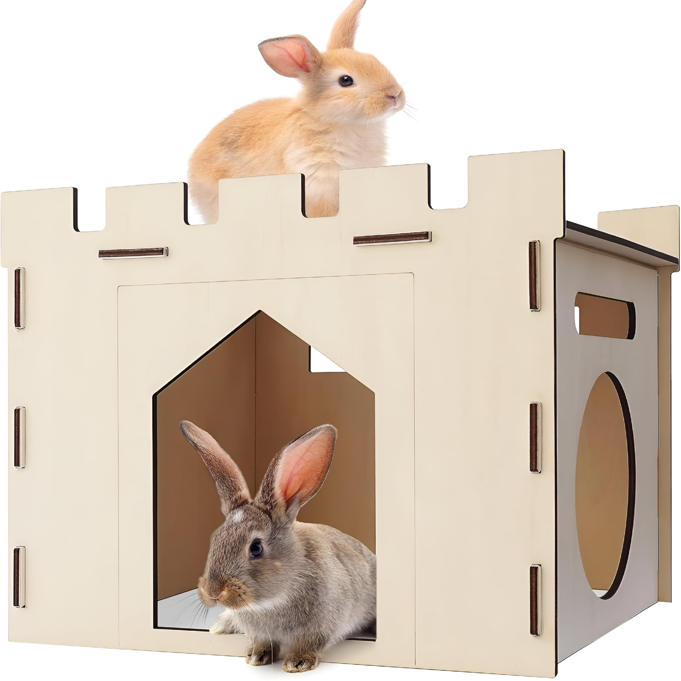 XIBUFE Large Sturdy Bunny House with Spacious Balcony Detachable Playhouse for Rabbit Hideout Castle Tower Toys for Indoor Bunnies Guinea Pig Hamster Chinchilla Gerbil