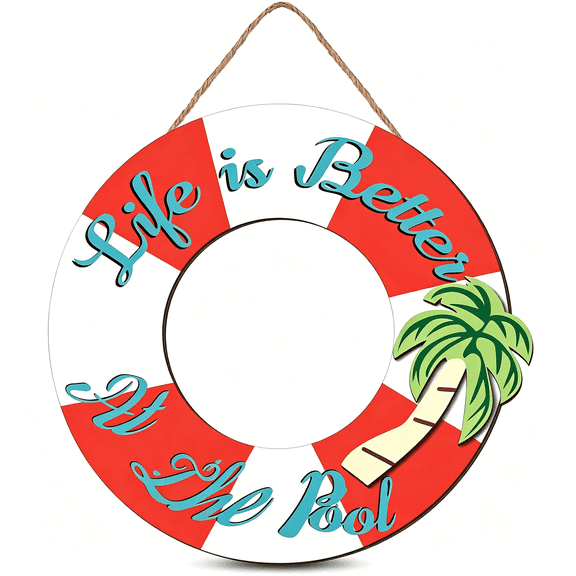 XIBUFE Life Is Better at the Pool Sign Wooden Hanging Art Sign Pool Decor Hanging Sign Plaque for Rustic Summer Outdoor Swimming Pool Home Porch Garden Backyard Beach Patio Party Farmhouse Decor