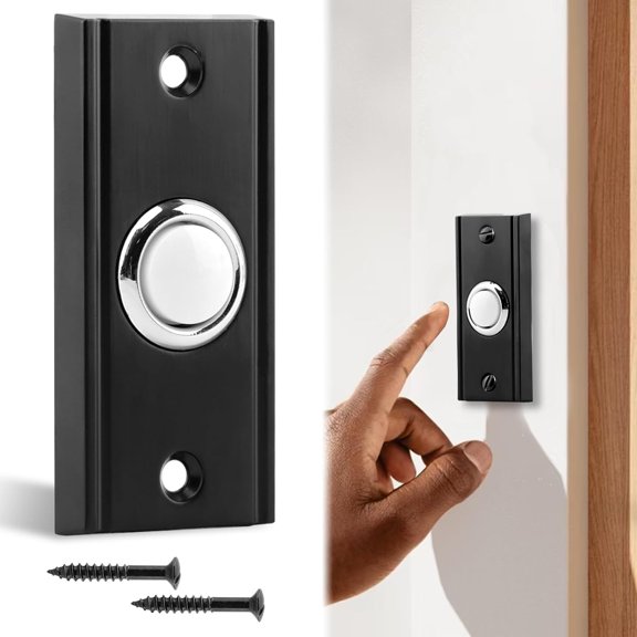 XIBUFE Lighted Metal Doorbell Push Button,2.7Inch Metal Led Light Up Wall Mounted Door Bell Push Buttons Replacement for Home Universal Garage Door Opener Switch(Color:Black)