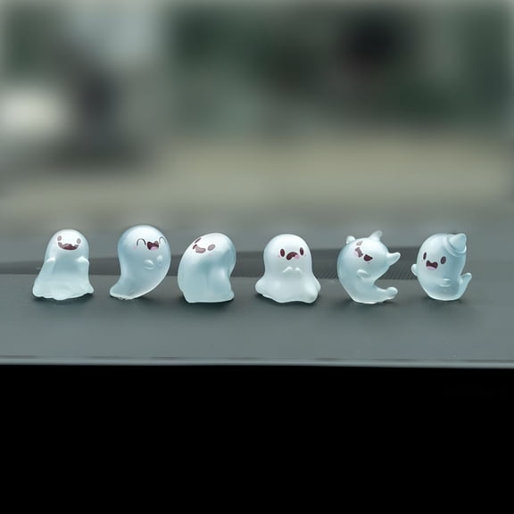XIBUFE Luminous Ghost Car Dashboard Decor,6Pcs Fun Ghost Car Dash Decorations,Rear View Mirror Ornament,Interior Accessories for Home Office