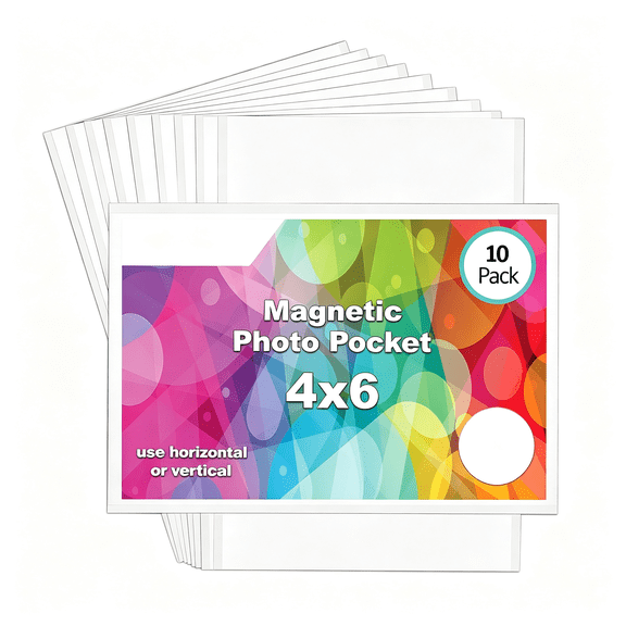 XIBUFE Magnetic Pocket Picture Frame,White,Holds 4 X 6 in Photos,10,Pack Picture Frames 4X6(14610)