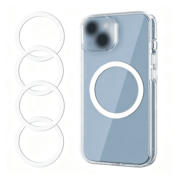 XIBUFE for Magsafe Sticker,4 Pcs,Ultra-Thin(0.4Mm)Metal Ring for Pop Socket Magnetic Wallet Grip Wireless Charger Case Car Mount,Compatible with Iphone 17/Air/16/15/14/13 S24/S23