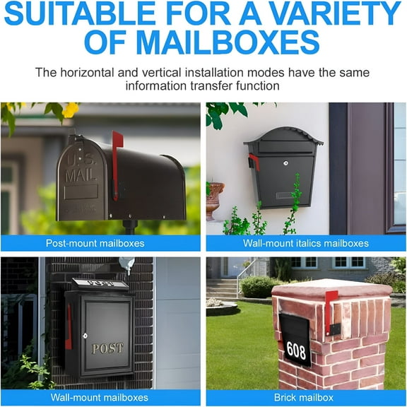 XIBUFE Mailbox Flag, Universal Mailbox Kit with Double-Sided Sticky Pads, Upgrade Sinking-Fixed Design and Multiple Installation Methods, for Metal, Brick, Stone, Wood and All Other Surfaces