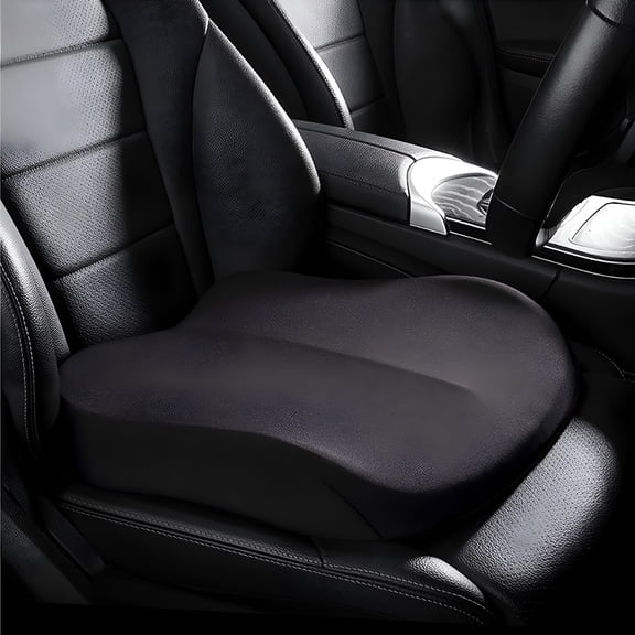 XIBUFE Memory Foam Car Seat Cushion Wedge, Non-Slip Driver Height Booster Mat with Washable Cover, 16.7 Inch