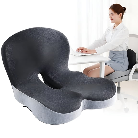 XIBUFE Memory Foam Seat Cushion for Office Chair & Car - Orthopedic Coccyx Pillow with Hole for Sciatica,Office Seat Cushion Tailbone Hip Pain Relief - Breathable,Non-Slip,Washable Cover