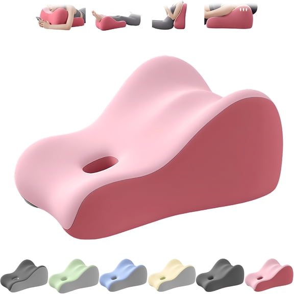 XIBUFE Memory Foam Wedge Pillow Couples Pillow, Pregnant Ergonomic Contoured Position Pillow for Sleeping & Reading, Multi-Functional Bed Pillow Back Support Cushion Pink
