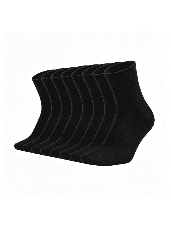 Mens Ankle Dress Socks Quarter Cotton Solid Thin Breathable 8 Pack | 85% Long Staple Cotton 15% Polyester,Thin Lightweight,Moisture Wicking Breathable,Stay-Up Ribbed Cuff,Daily Formal Wear