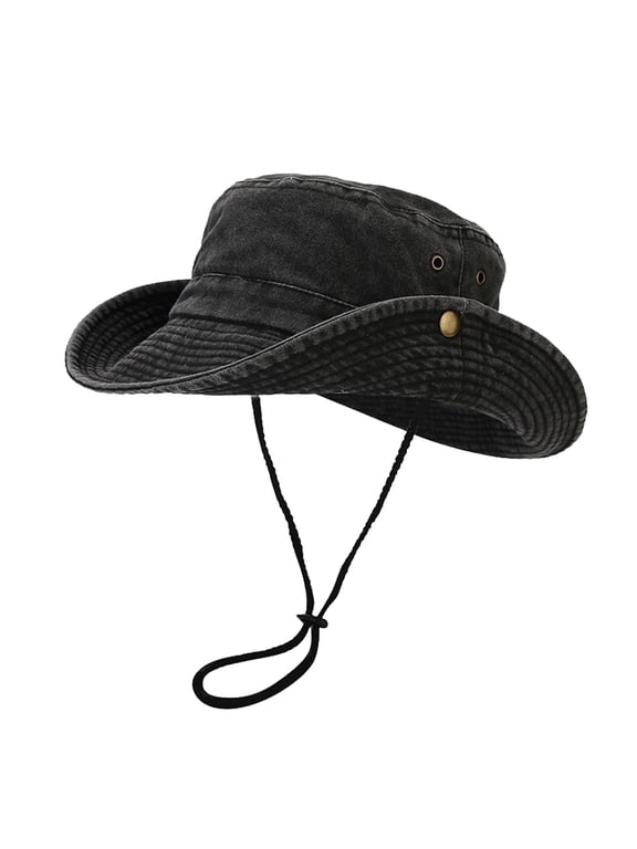 Mens Hats,Floppy Hat Breathable Wide Brim Boonie Hat Outdoor Mesh Cap for Travel Fishing,Bucket Hats for Men,black bucket hat Black
