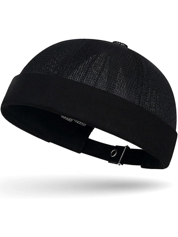 Mens Mesh Brimless Cap with No Brim,Summer Docker Cap Beanie Hat Flip Sailor Skullcap Breathable No Brim Breathable mens mesh brimless cap