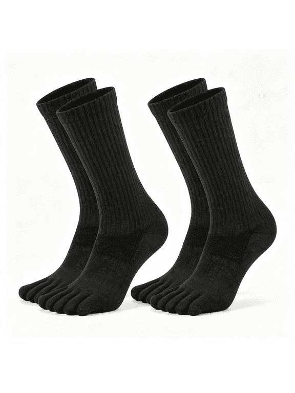 Merino Wool Toe Socks for Men and Women Hiking Crew Socks Moisture Wicking Five Toe Design, Merino Wool Toe Socks for Sweat Control,2 Pairs