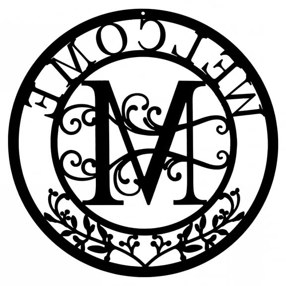 XIBUFE Metal Monogrammed Initial Welcome Sign 12x12 Inch, Personalized Letter Wall Art Decor, Outdoor Front Door Porch Name Sign, Indoor Entryway Living Room Home Decoration