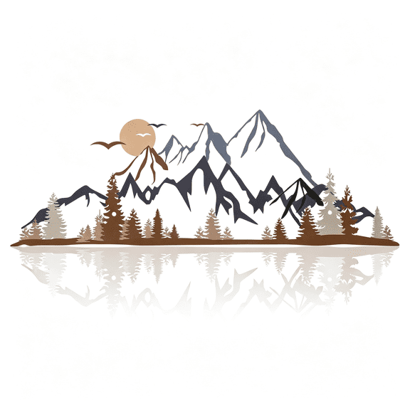 XIBUFE Metal Mountain Wall Art Blue Ridge Mountain Wall Decor Nature Forest Tree Sticker 15.7 X 5.3 Inch Summit Rustic Sign Scene Art Decor for Home Living Room Bedroom Indoor Outdoor(Colorful)