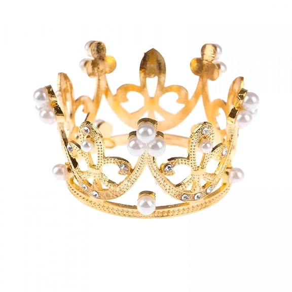 XIBUFE Metal Pearl Napkin Ring Set of 12 for Dining Table Wedding Receptions Home Parties Decor Diy Decoration - Golden Crown - 5Cm