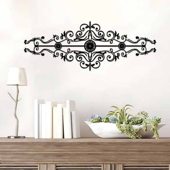 XIBUFE Metal Scroll Wall Decor Rustic Iron Wall Medallion Traditional Scroll Art Home Decoration Accent for Living Room Front Porch Hallway Entryway Hallway Wall Decor