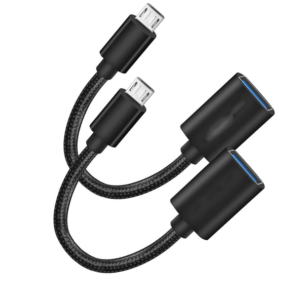 XIBUFE Micro Usb to Usb Adapter,2-Pack Micro Usb 2.0 Otg Cable Converter,Nylon Braided,Aluminum Shells,Microusb Male to Usb Female Cable for S7 Lg,Flash Drive,Mouse,Keyboard,Game Controller