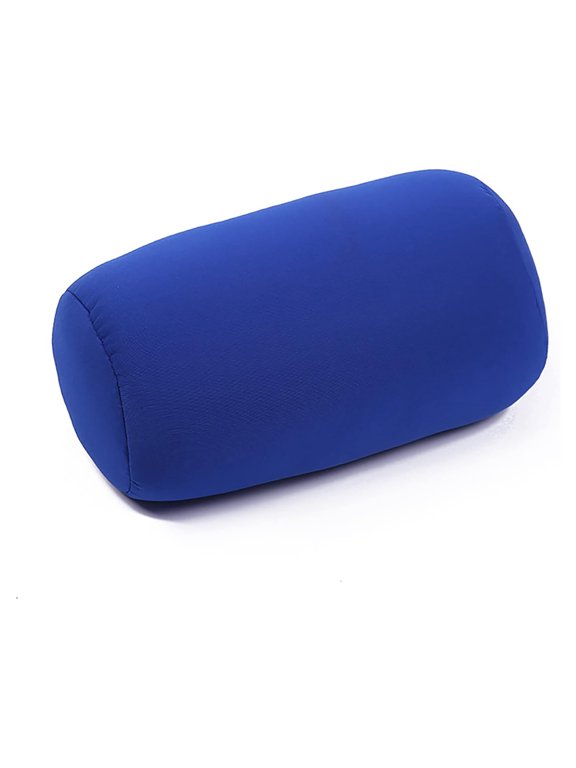 Microbead Neck Roll Pillow, Tube Bean Pillow for Neck Or Back Support, Cervical Cylindrical Cushion for Home Sofa Bed Recliner Travel Sleep Rest, 11.8 X 6.3 Inch, Blue