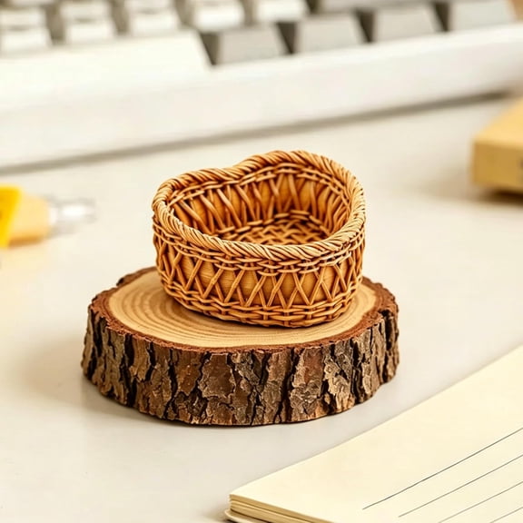 XIBUFE Mini Basket Small Wicker Basket- Tiny Baskets Woven Bamboo Storage Baskets for Crafts Party Favor Home Table Decor Tiny Woven Bamboo Woven Crafts Mini Wicker Basket (Heart)