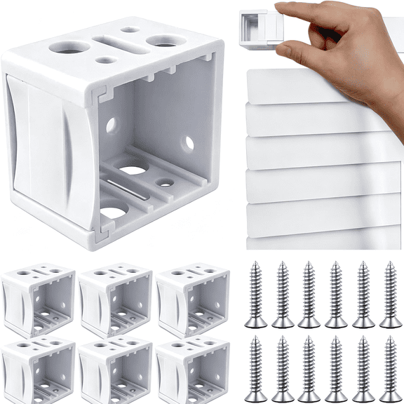 XIBUFE Mini Blind Brackets, 1 Inch Window Blind Brackets for Headrail Holder, Mini Blinds Box Mounting Bracket, Blind Brackets (6 Pcs)