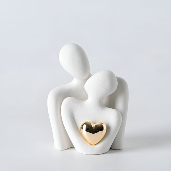 XIBUFE Mini Hugging Couple Statue Ceramic Lover Figurine Home Decor Is A Romantic Gift for Her on Wedding Anniversary and Valentines,Tv Stand Decoration Knick Knacks for Shelves (White)