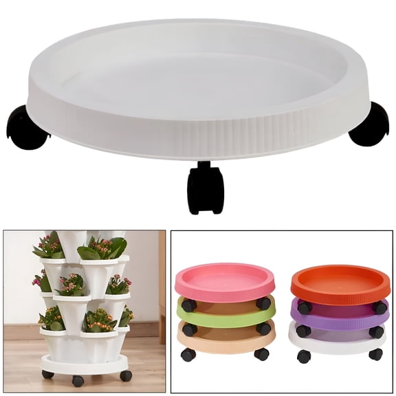 XIBUFE Mobile Plant Stand Caddy with Wheels, 4-Tier Vertical Garden Pot Trolley, Indoor & Outdoor Planter Display for Balcony