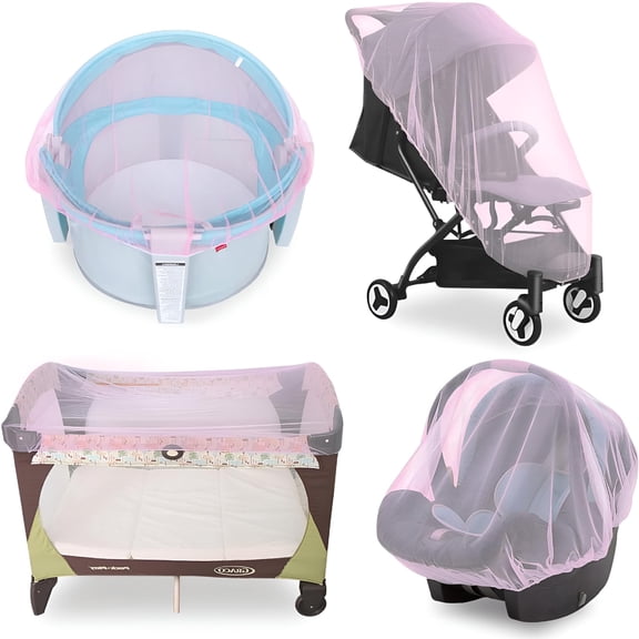 XIBUFE Mosquito Net for Stroller,Playards,Pack N Plays and Portable Mini Crib,Baby Insect Netting,Pink