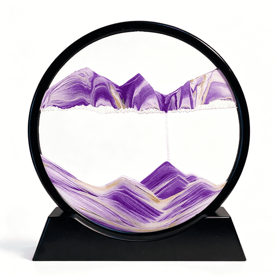XIBUFE Moving Sand Art Picture Decor, 3D Deep Sea Sandscape Liquid Motion, Round Glass Frame Display Flowing Sand Relaxing Gift for Kids Adults Home Office Desktop Decoration Toy
