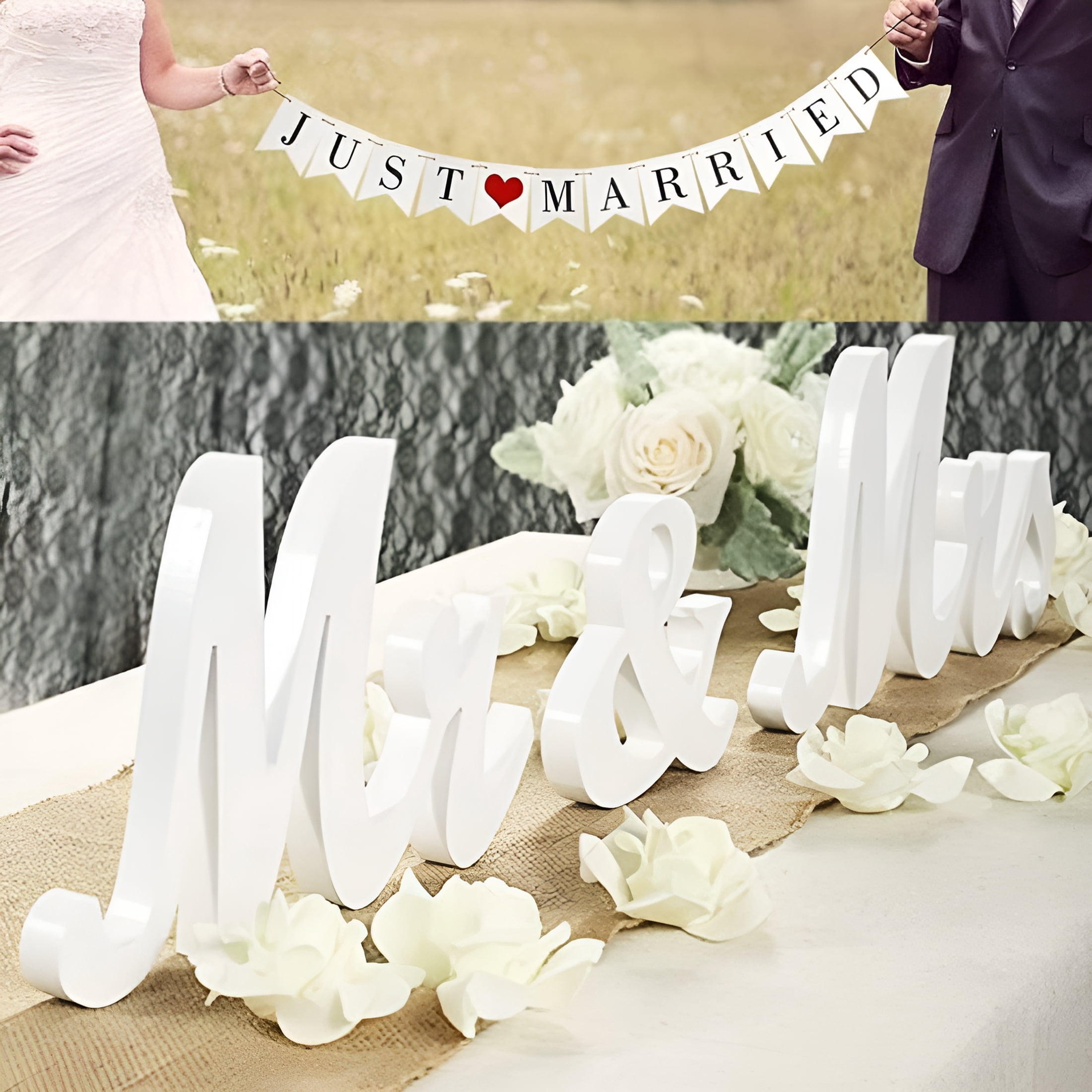 Mis Sign XIBUFE Mr and Mrs Sign for Wedding Table,Large White Mr and Mrs Sign ...