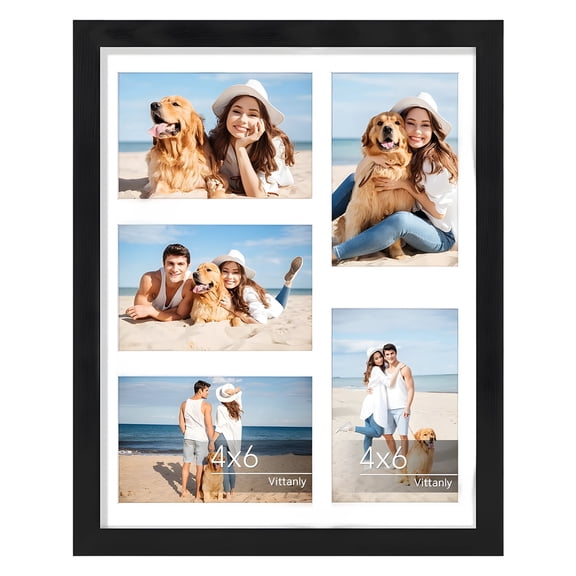 XIBUFE Multi Picture Frame, Photo Collage Frame Fits Five 4x6 Photos, 4x6 Picture Frame Collage, Black Frames, Picture Frames Collage Wall Decor
