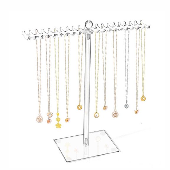 XIBUFE Necklace Organizer Clear Necklace Stand Jewelry Organizer Display Tree Hanger Rack with Hooks for Necklaces Chain Pendant Bracelets Ring