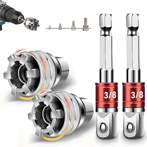 XIBUFE New 2 Sets Adjustable Universal Socket Wrench Tool Set-Multi-Function 10Mm-19Mm Universal Maintenance Socket for 3/8" Drive Ratchet,Torque Wrench&Power Drill