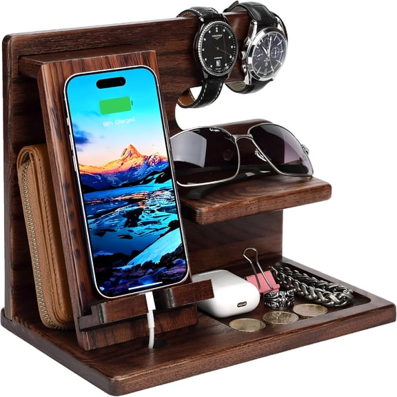 XIBUFE Nightstand Docking Station Organizer, Gifts For Men, Gifts For Dad Husband Who Wants Nothing