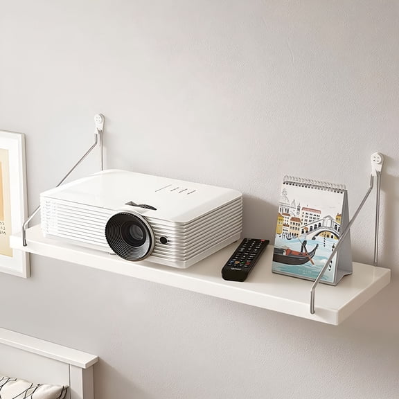 XIBUFE No-Drill Wall Shelf for Living Room Bedroom Projector Router Organizer,Wall-Mounted Bookshelf Floating Shelf for Storage and Decorative Display