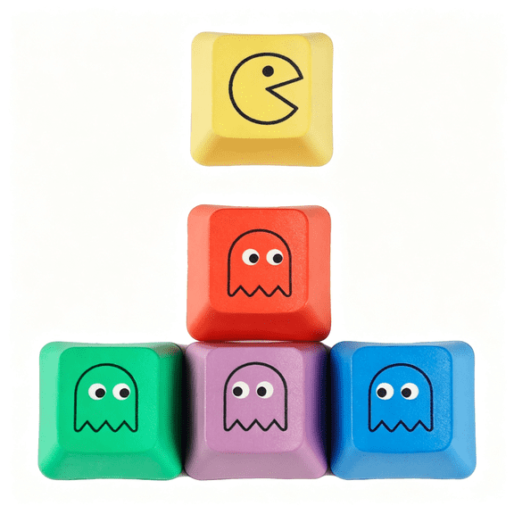 XIBUFE Oem Profile Pac-Man Five Dye Pac Pbt Key Caps Custom Sublimation Keycaps for Mechanical Gaming Keyboard,Durable Pbt Key Caps (Oem Pac-Man 5 Keys)