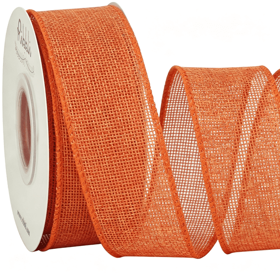 XIBUFE Orange Burlap Wired Ribbon,1-1/2 Inch x 10 Yard,Wired Edge Ribbon for Big Bow,Wreath,Tree Decoration,Outdoor Decoration orange wired ribbon burnt orange ribbon