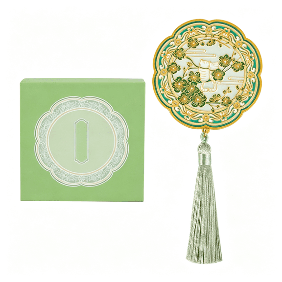 XIBUFE Peach Blossom Compact Mirror,Chinese Vintage Mini Metal Cosmetic Mirror for Purse,Portable Pocket Vanity Gift