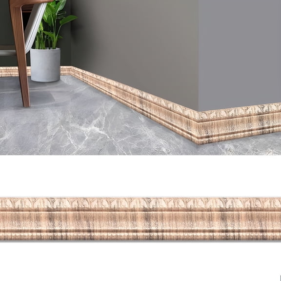 XIBUFE Peel And Stick Wall Base Molding Trim, 90x3 Inch Self Adhesive Flexible Foam Baseboard, 3D Waterproof Rubber Border Sticker For Home Office Hotel Decor