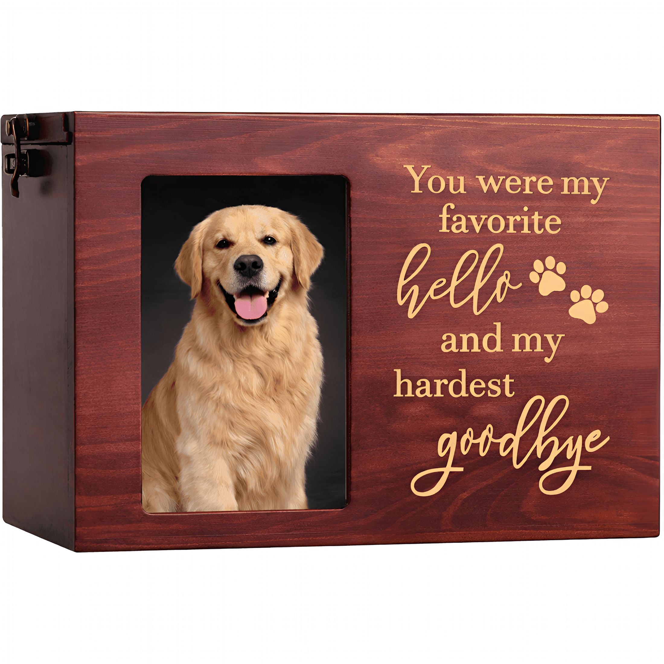 XIBUFE Pet Memorial Urn,Large Wooden Cremation Urn with Photo Frame,Keepsake Memory Box for Dog and Cat Ashes,Black Flannel Lining