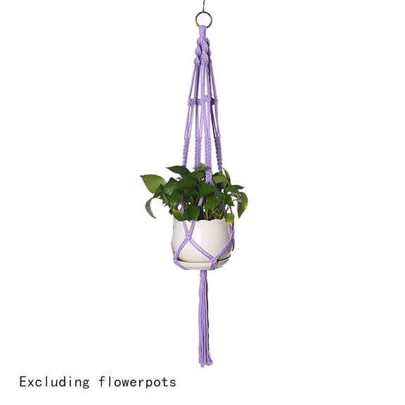 XIBUFE Plant Hanger Indoor, 105cm Cotton Rope Hanging Plant Holder, Purple Macrame Pot Stand for Home Decor, Patio, Garden, and Vertical Greenery Display