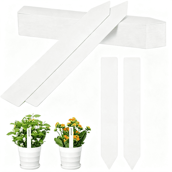 XIBUFE Plant Markers 50Pcs,8" Plastic Plant Tags,Plant Tags and Labels for Outdoor Garden Waterproof,Plant Identification Stakes for Indoor Outdoor Plants-White